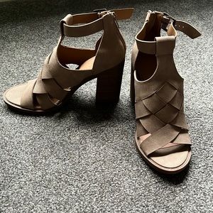 Never worn chunky woven open toe heels